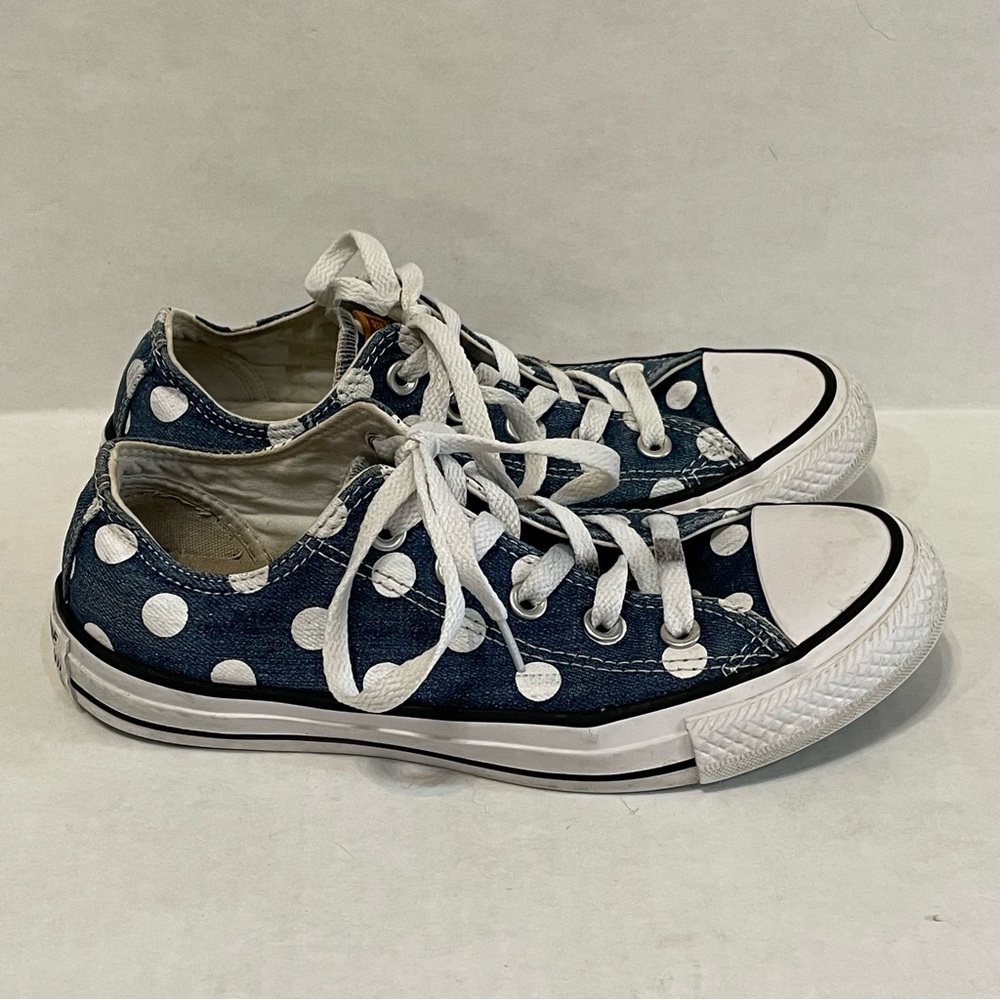 Converse All-Star Navy White Polka Dots Canvas Sneakers Shoes Unisex 4 (M) 6 (W) - Picture 3 of 8